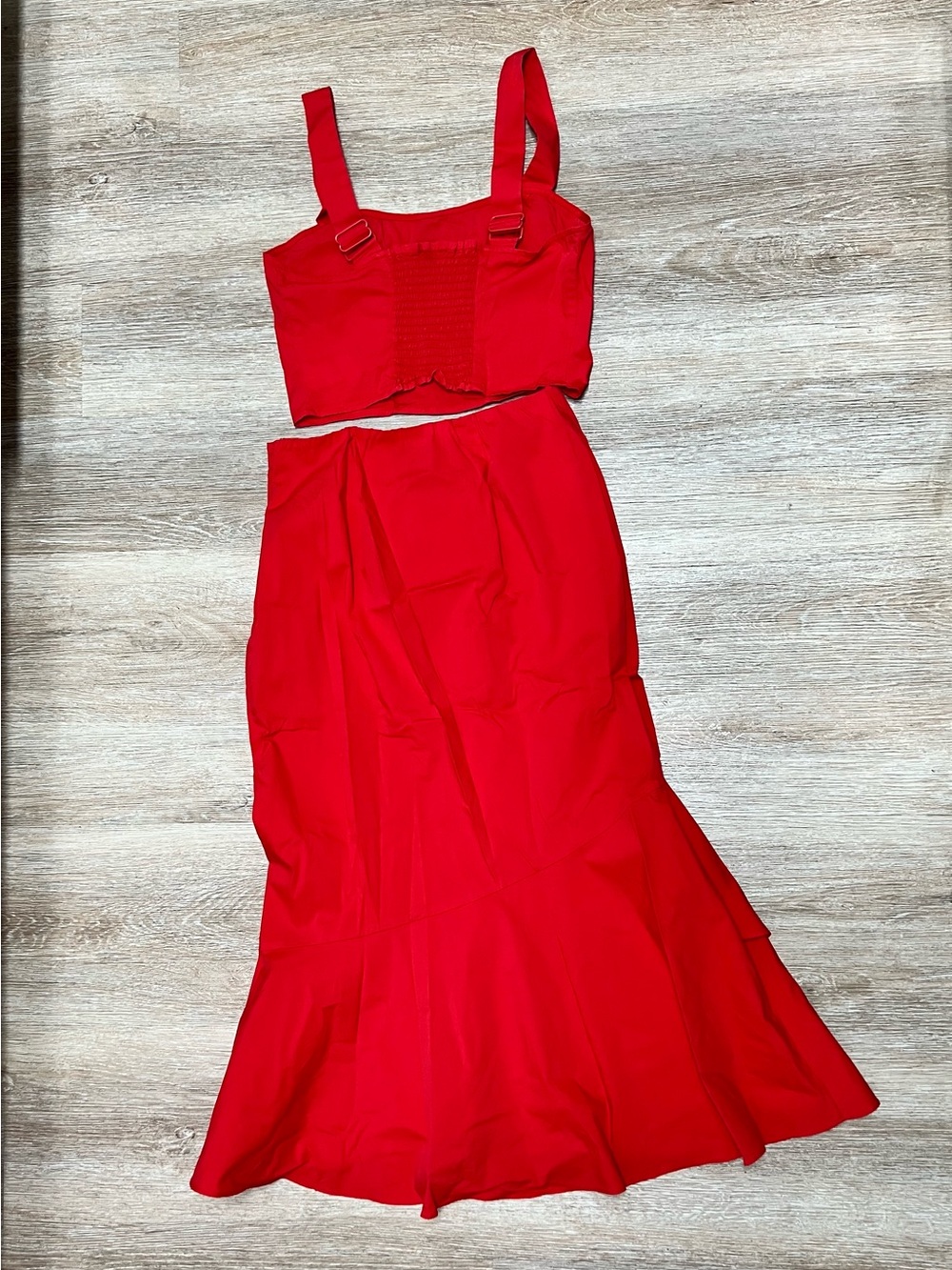 Express Red Maxi Skirt Two-Piece Set